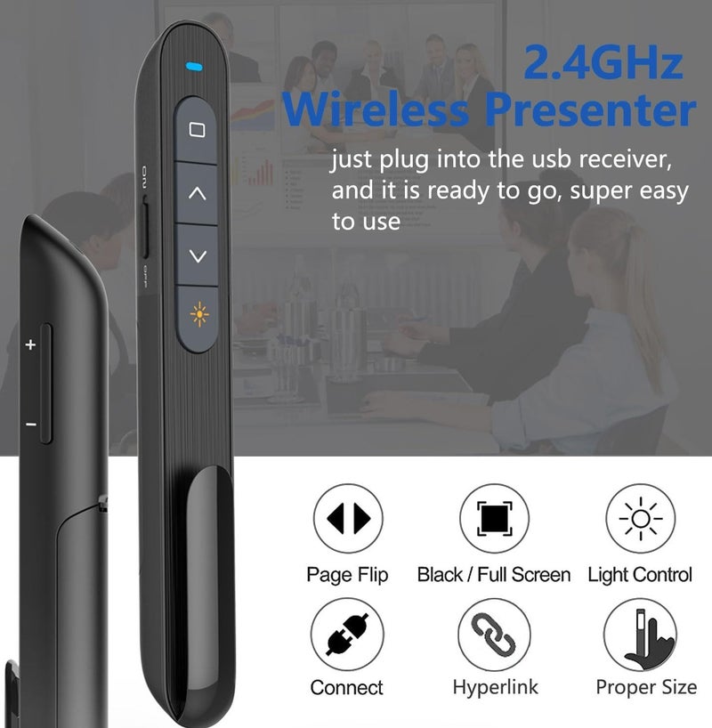 ياتاو جهاز تحكم عن بعد للعروض التقديمية، منفذ USB-C/A، مؤشر 2 في 1، جهاز تحكم عن بعد لبرنامج PowerPoint، منفذ USB/Type-C لتمرير الشرائح، التحكم في مستوى الصوت/الارتباط التشعبي/تبديل النوافذ (البطارية مرفقة) - Image 3